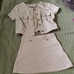 Elegant Cream Skirt Set